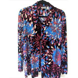 Chicos travelers one button cardigan jacket size 3 Floral Knit